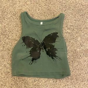 green butterfly tank top